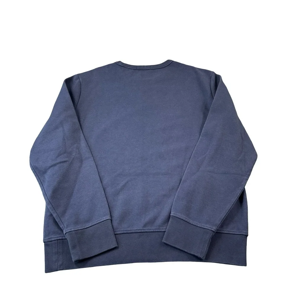 Polo Ralph Lauren Blue White Graphic Cotton Blend Spellout Crewneck Sweater SZ M